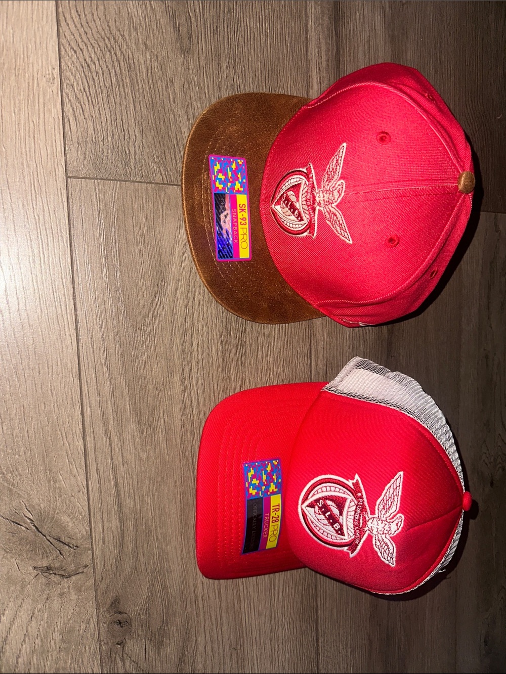 Red Trucker Snapback Hat with Embroidered Logo - Set of 2